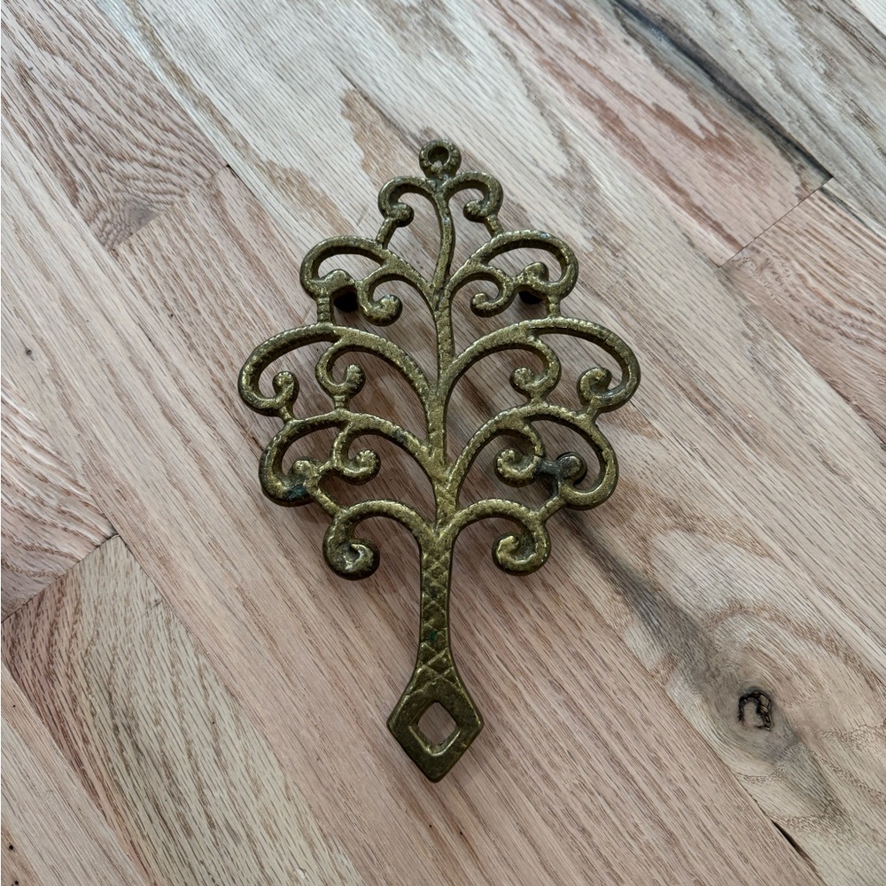 Vintage John Wright Tree of Life Brass Trivet, Kitchen Wall‎ Art, Decor